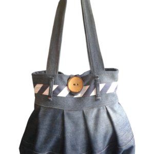 Womens Handmade Denim Shoulder Bag One Of A Kind One Size Blue